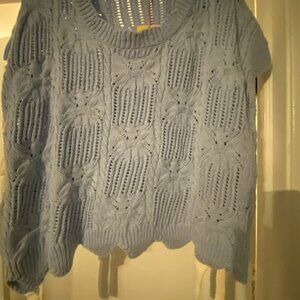 Entro blue sweater with ties on side, size large, nwt